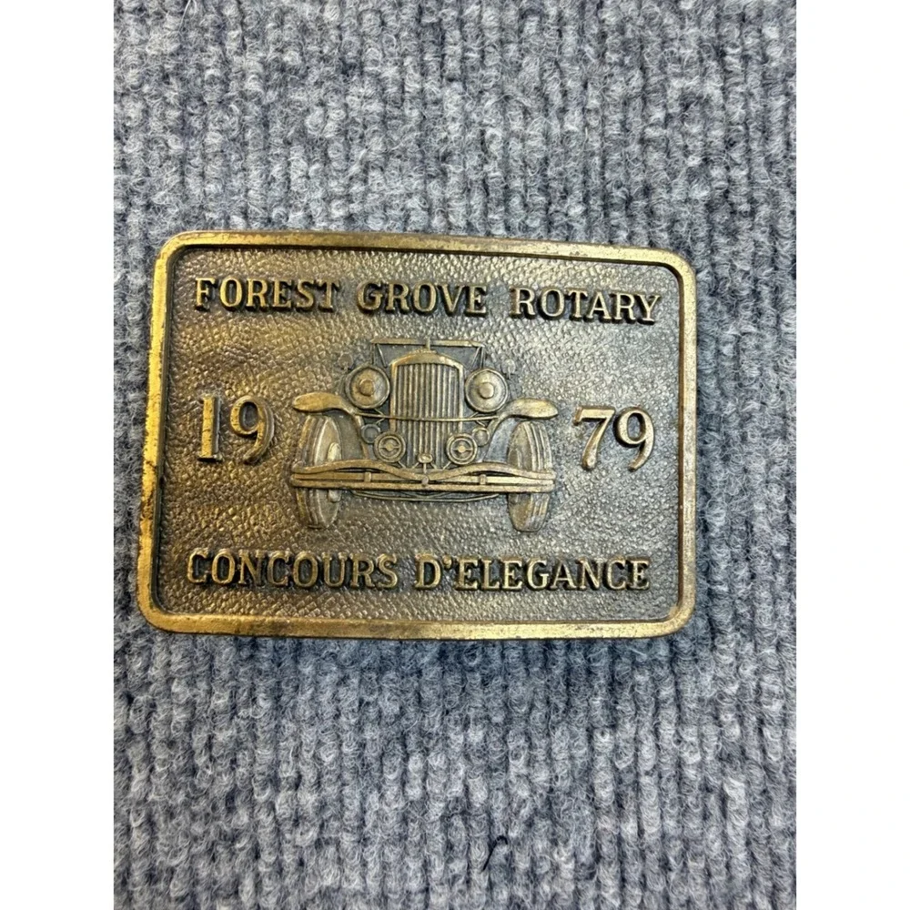 Vintage 1979 Forest Grove Rotary Concours D'Elegance Belt Buckle Brass Car Show